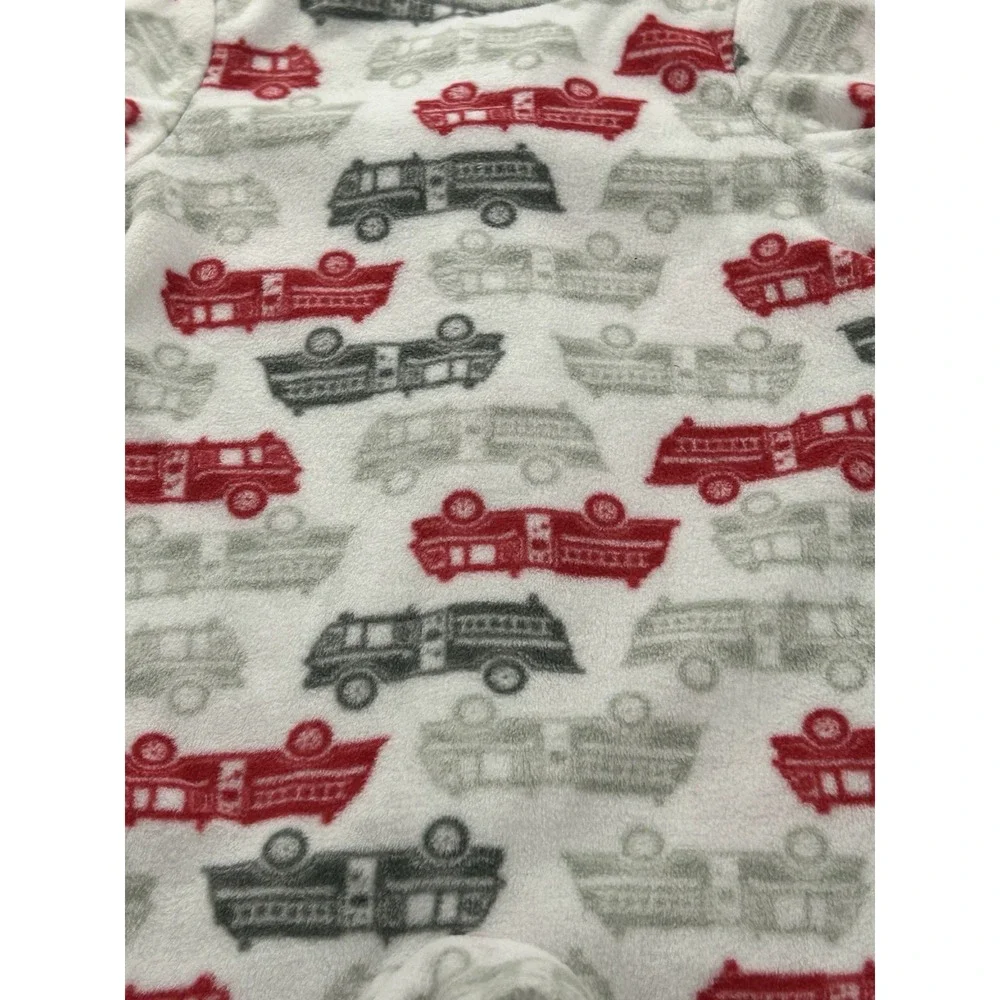 Carter's Baby 3M Microfleece Footed Sleeper Fire Truck Pajamas Red Gray New